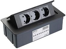 Розетка встраиваемая полуавтоматическая GTV 3-м. 240х120х73мм черный картинка